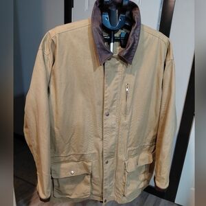Vintage Marlboro Men's Canvas Tan Field Barn Cowboy Jacket Leather Collar SZ XXL